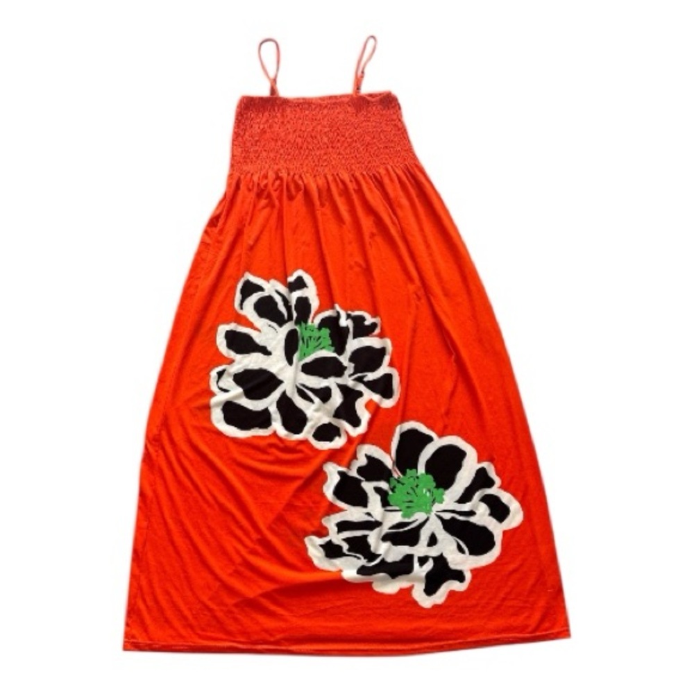 Vibrant Orange Floral Maxi Dress